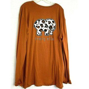 Ivory Ella Mens Elephant Long Sleeve T Shirt Leopard Print   SZ:L, Rust/ Orange